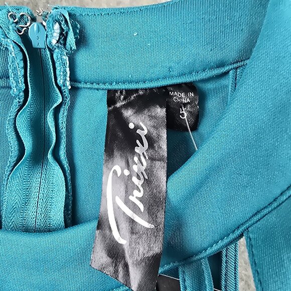 Trixxi Blue Fit & Flare Sleeveless Halter Dress Size 5 - Picture 4 of 9